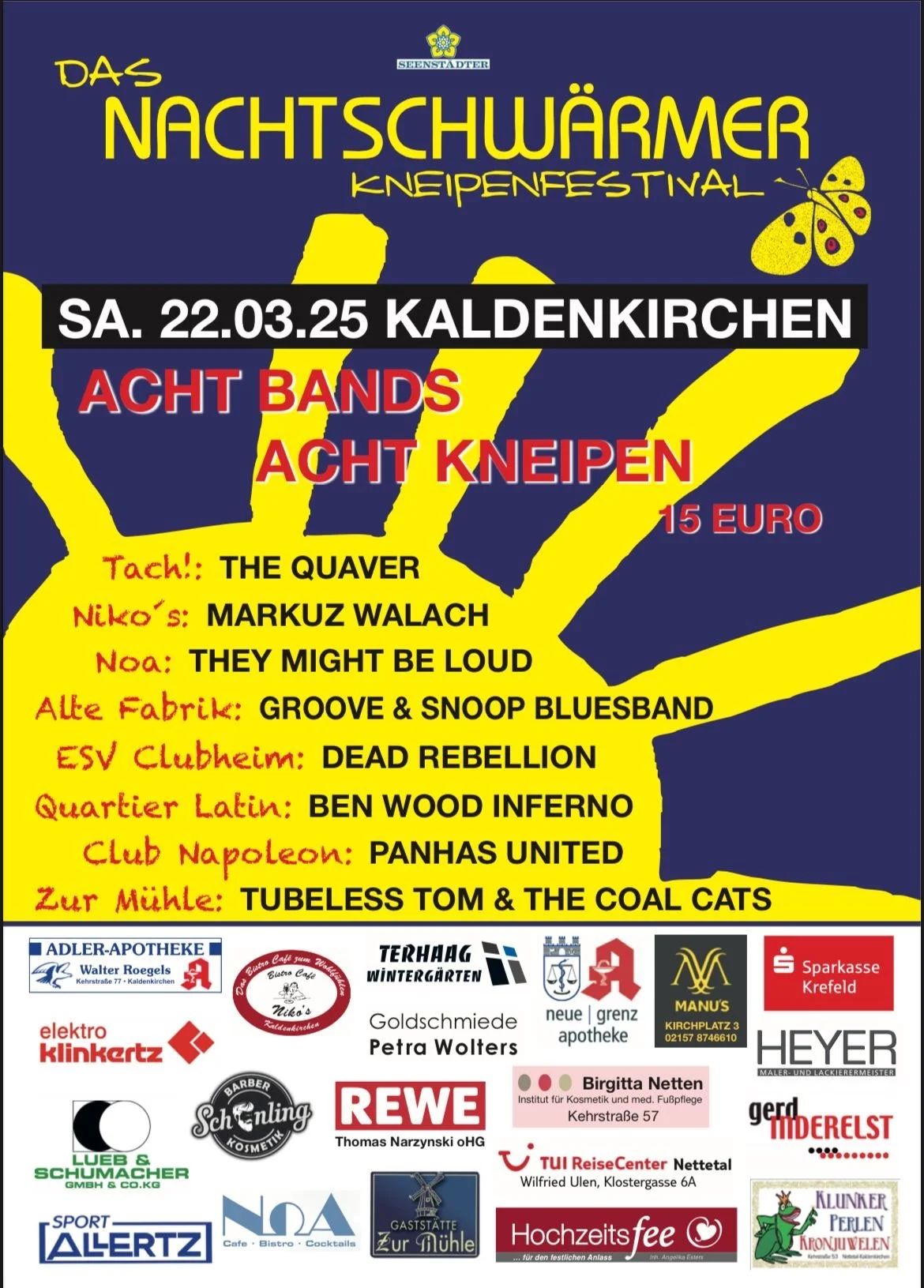 Plakat Nachtschwärmer Kneipenfestival Kaldenkirchen 2025